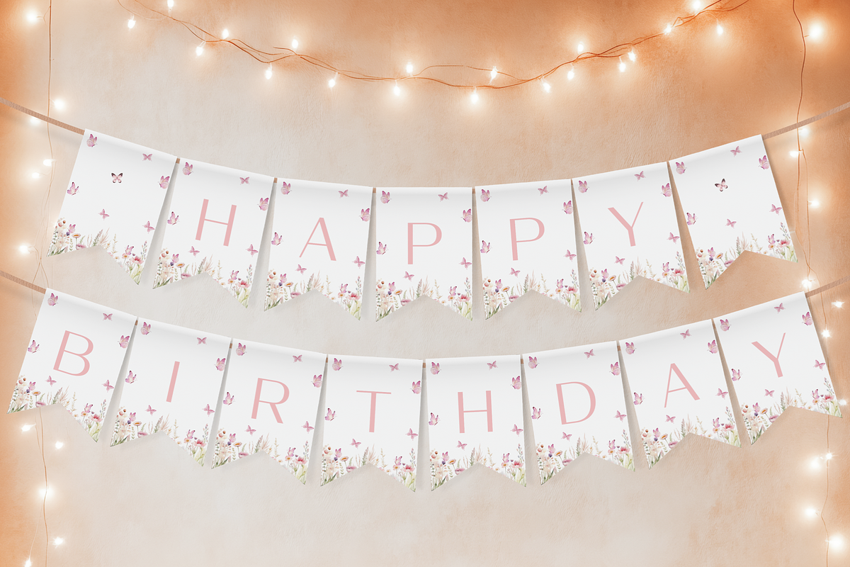 Butterfly 1st Birthday Wall Banner, an Invitation Template by Digital_Mind (Photo 4 of 4)