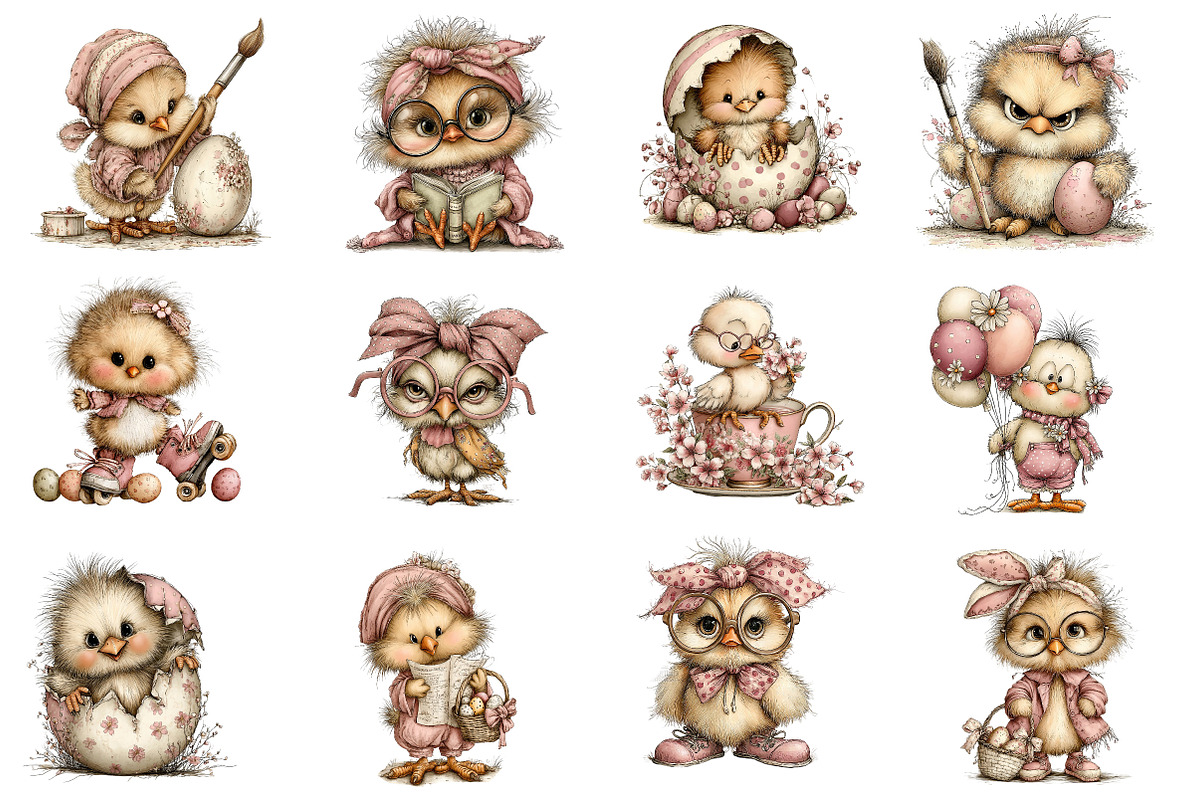 Quirky Easter Chicken Clipart, an Illustration by Dream Creation (Photo 3 of 4)