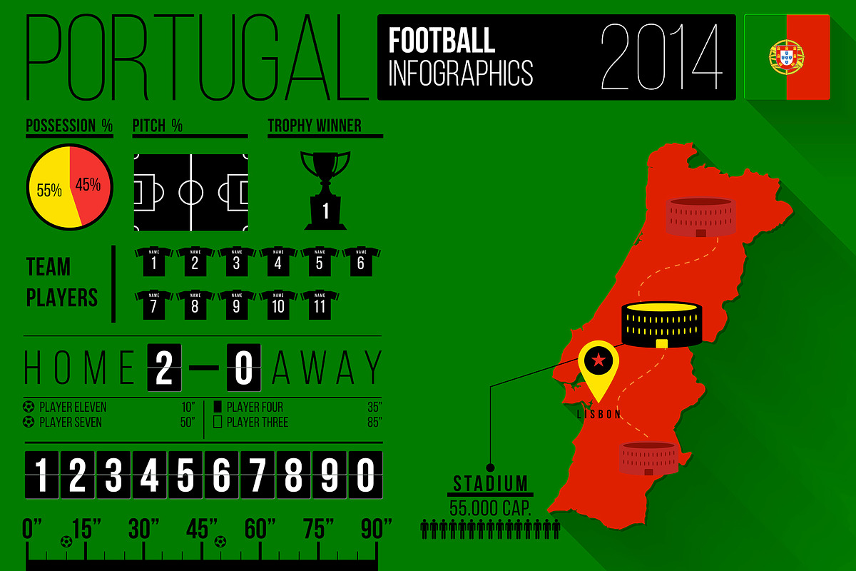 11 Football Infographic Templates, a Presentation Template by Kursat Unsal (Photo 6 of 11)
