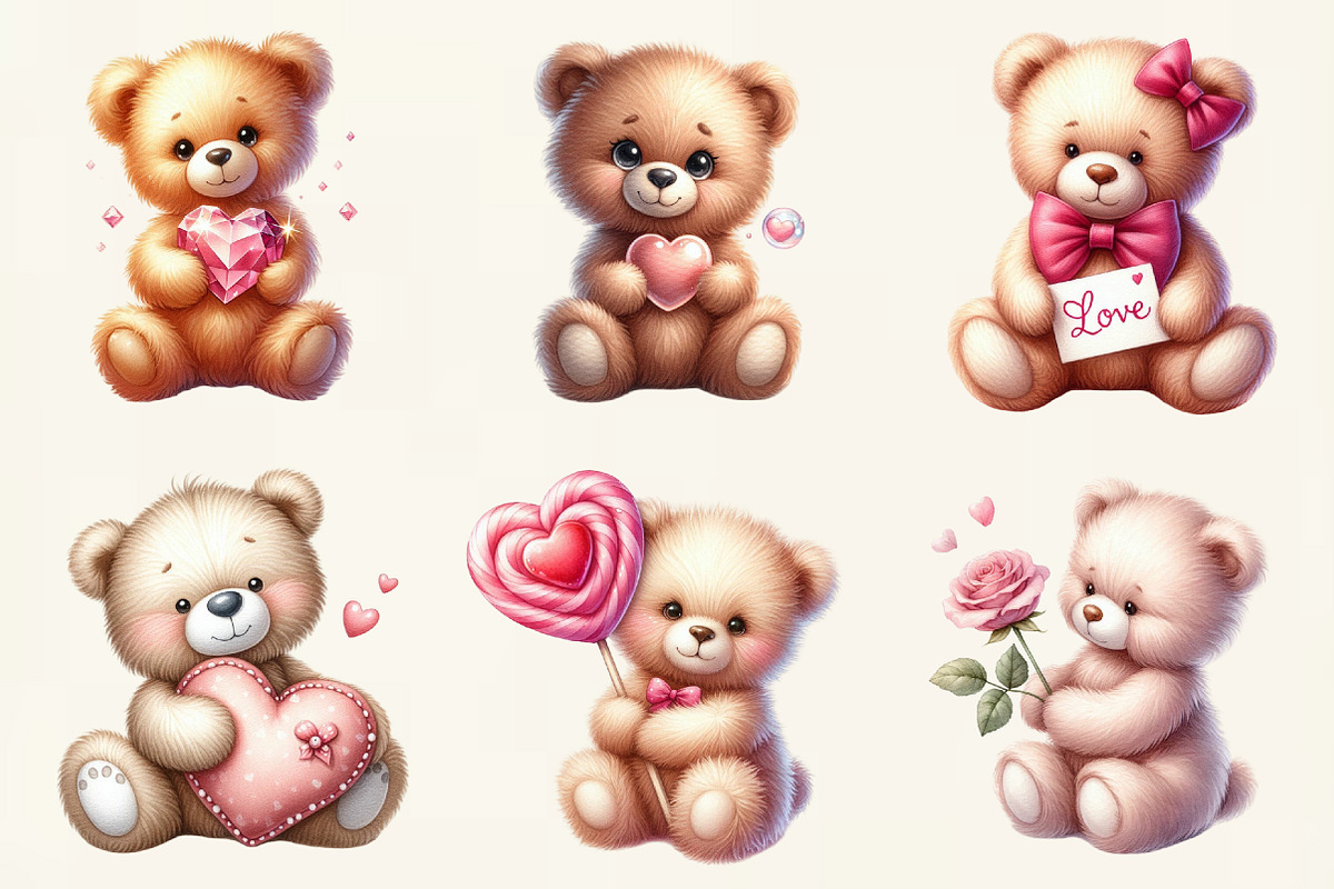 Valentine Teddy with Elements Clipar, an Illustration by DreamCafeArt (Photo 3 of 6)