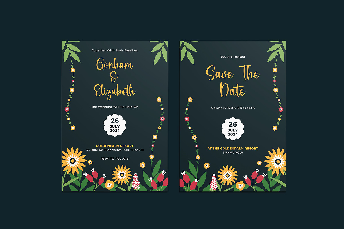 Borange Wedding Invitation Template, an Invitation Template by iDoodle Studio (Photo 1 of 4)