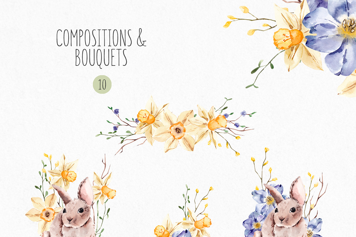 Watercolor Spring Easter Clipart, a Texture Illustration by YuliyaArtGarden (Photo 6 of 12)