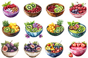 Watercolor Healthy Fruit Bowls Clipa, an Illustration by Designworld (Thumbnail 2 of 5)