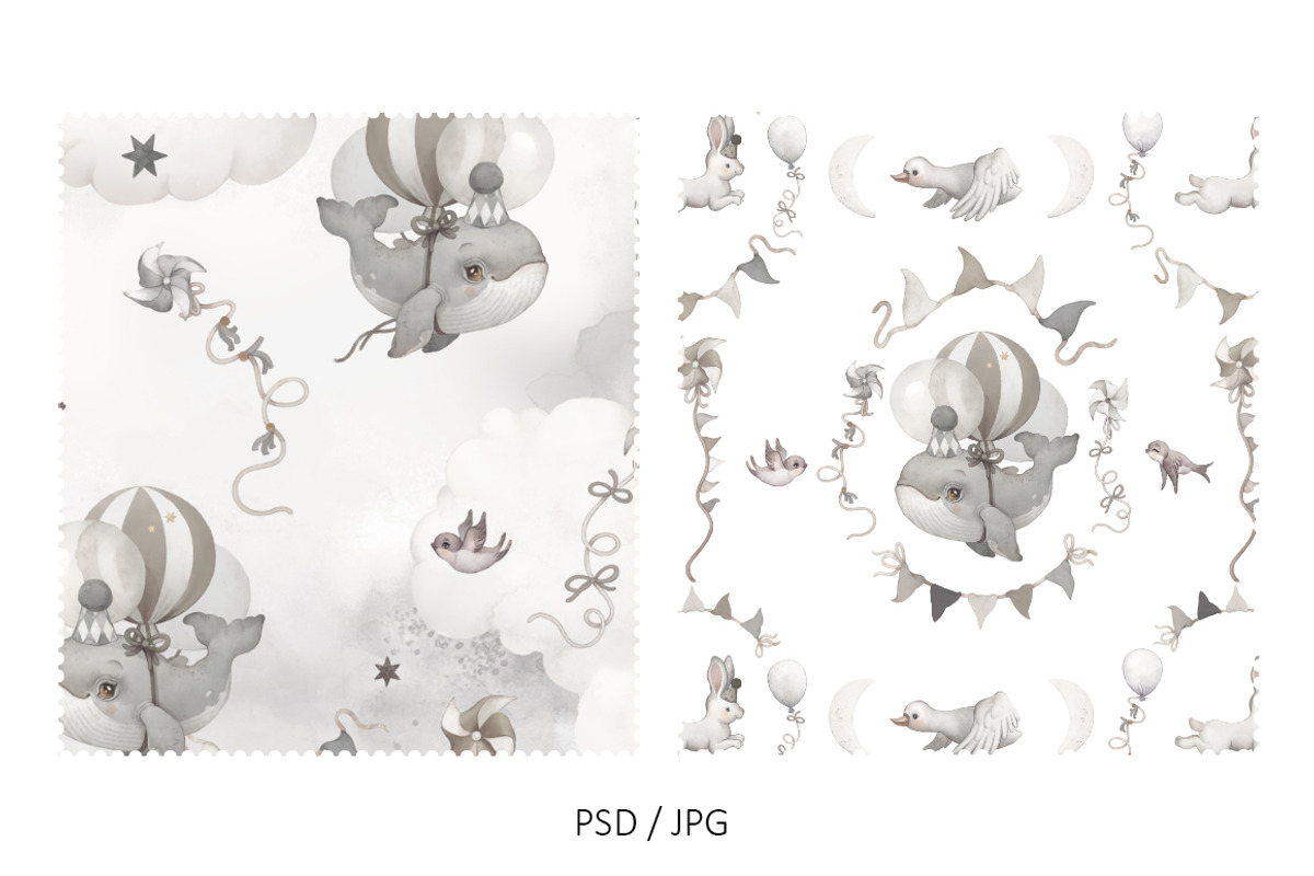 Gray Watercolor Nursery graphic Set, an Illustration by TanyaSchuka (Photo 3 of 11)
