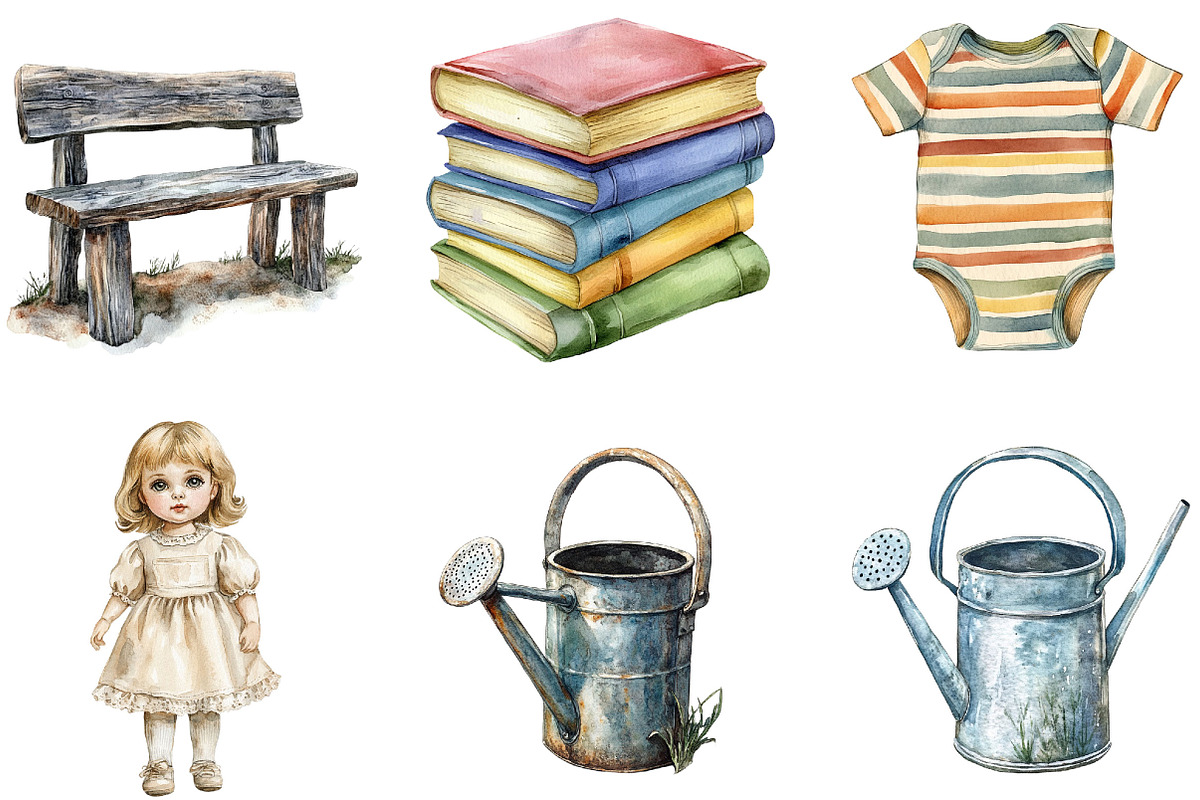 Watercolor Rustic Atelier Clipart, an Illustration by Designking (Photo 3 of 5)