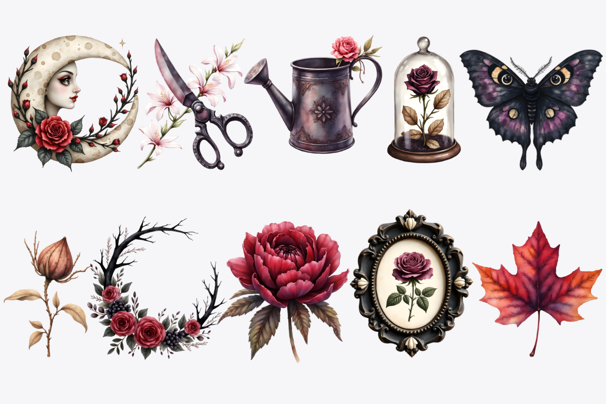 Gothic Botanical Clipart Bundle, a Decorative Illustration by Anca Digital Vibe (Photo 4 of 7)