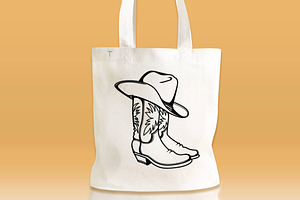 Cowboy Boots, Western Hat Vector