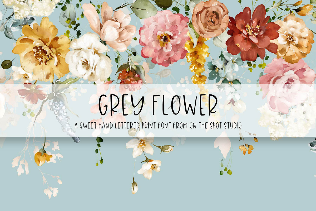 grey flower, a Sans Serif Font by OnTheSpotStudio (Photo 1 of 3)