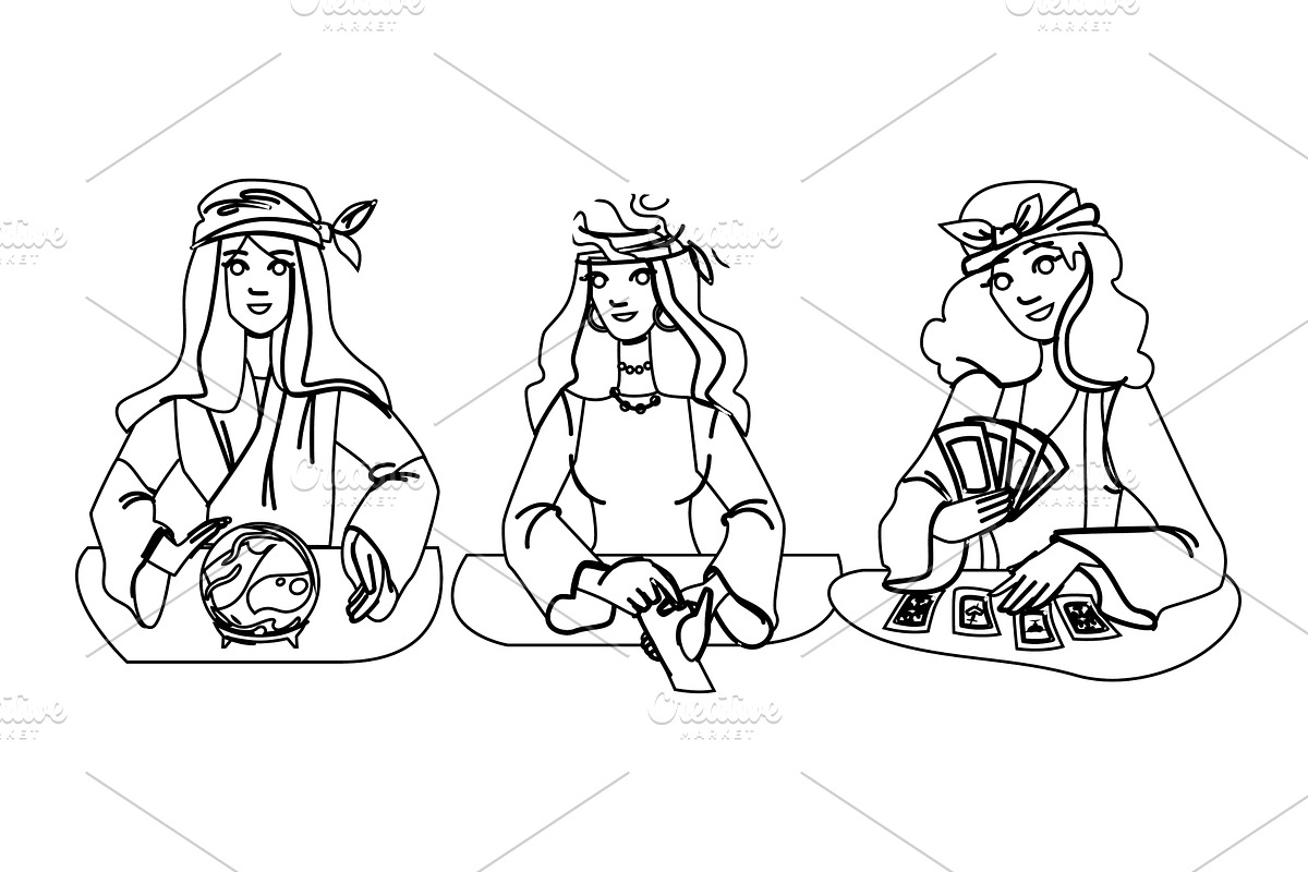 future fortune teller vector, a Person Illustration by pikepicture