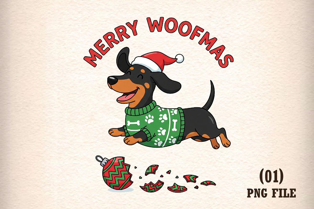 Funny Dog Christmas Sublimation PNG, an Illustration by DreamArtGraphic (Photo 1 of 5)