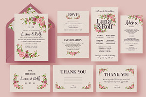 Floral Wedding Invitation Suite, an Invitation Template by Knotted Design