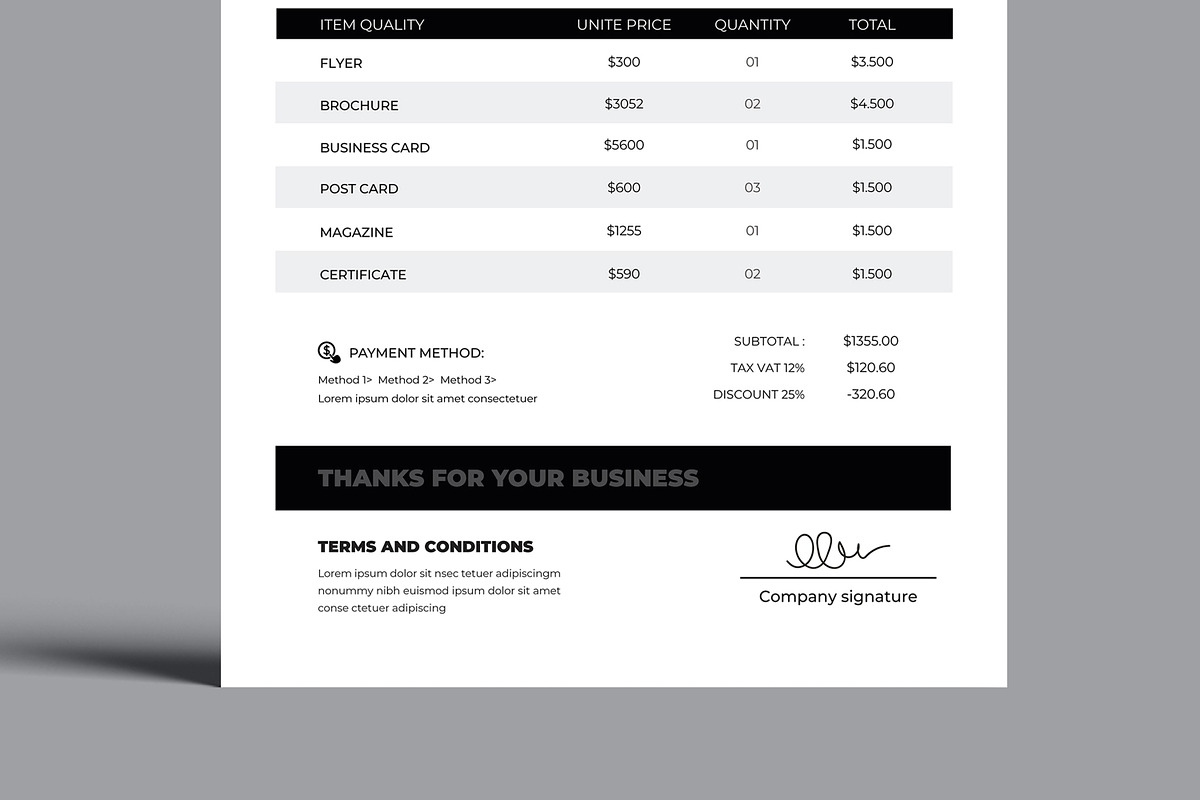 Minimal Invoice Layout, a Stationery Template by MightyDesign (Photo 5 of 8)