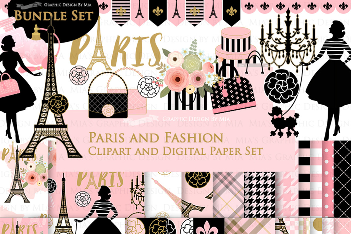 Paris Fashion Clipart+Pattern set, an Illustration by Mia's Graphic Design (Photo 1 of 10)