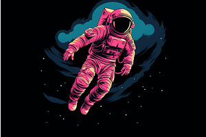 Astronaut Floating In Space With