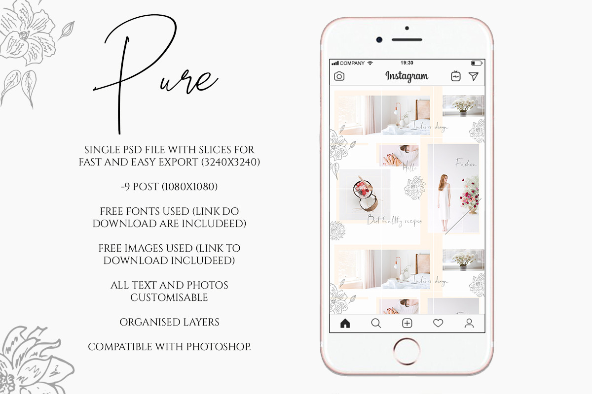 Instagram Post Template Pure Clear, a Templates & Theme by Bumblebee (Photo 2 of 6)