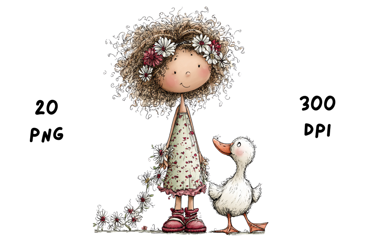 Whimsical Floral Girl and Duck, an Animal Illustration by GiraffeCreative (Photo 17 of 20)