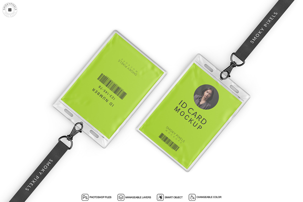ID Card with Lanyard Mockup, a Product Mockup by SmokyPixels (Photo 3 of 5)