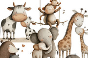 Mom and Baby Animal Clipart, a Decorative Illustration by Pati Charm Studio (Thumbnail 1 of 8)