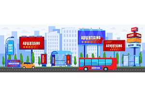 City Advertising Vector Illustration