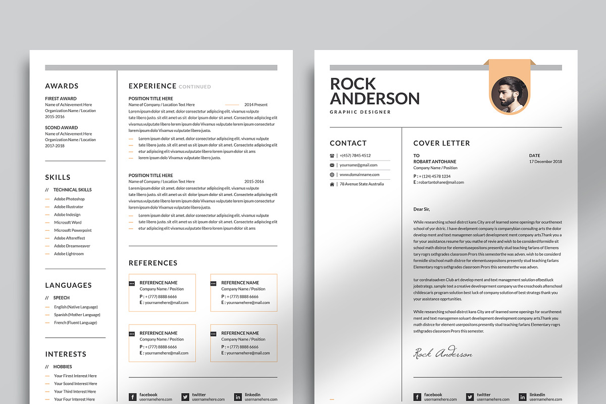 Clean Resume/CV Template preview 3