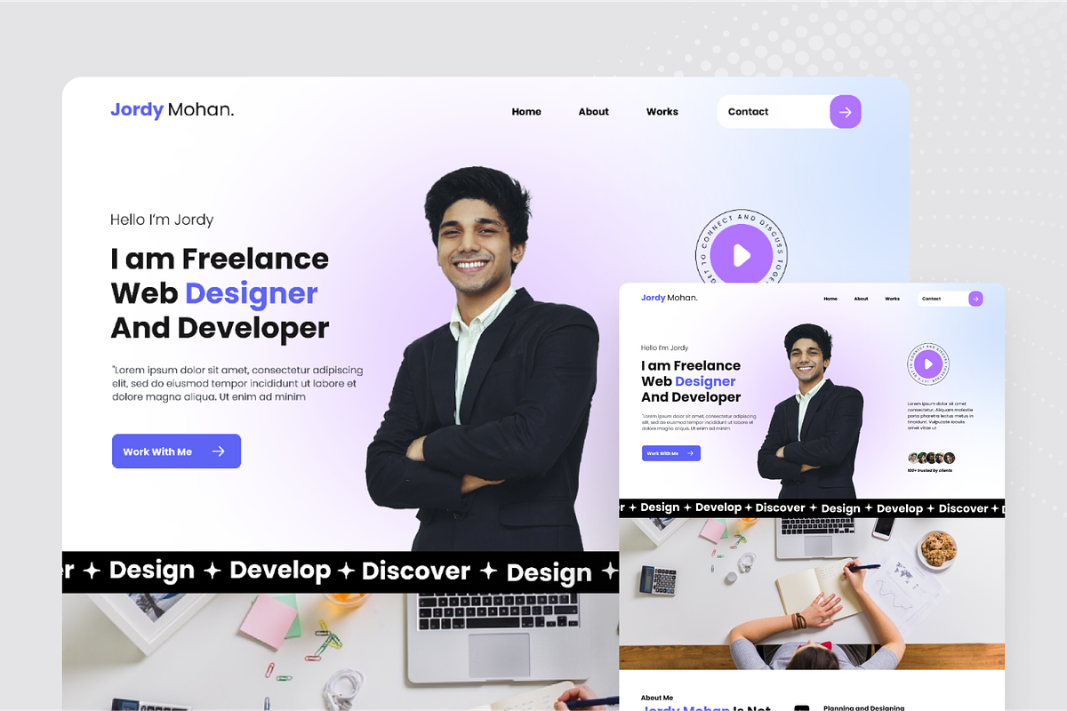 Personal Portfolio Landing Pages, a Landing Page Template by SquidPixey (Photo 2 of 5)