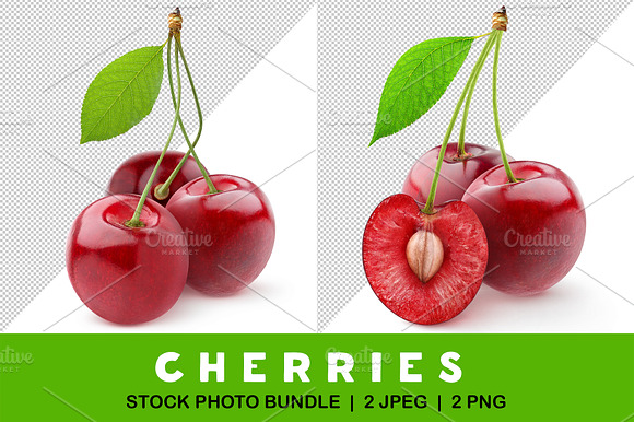 Three Cherries With Leaf