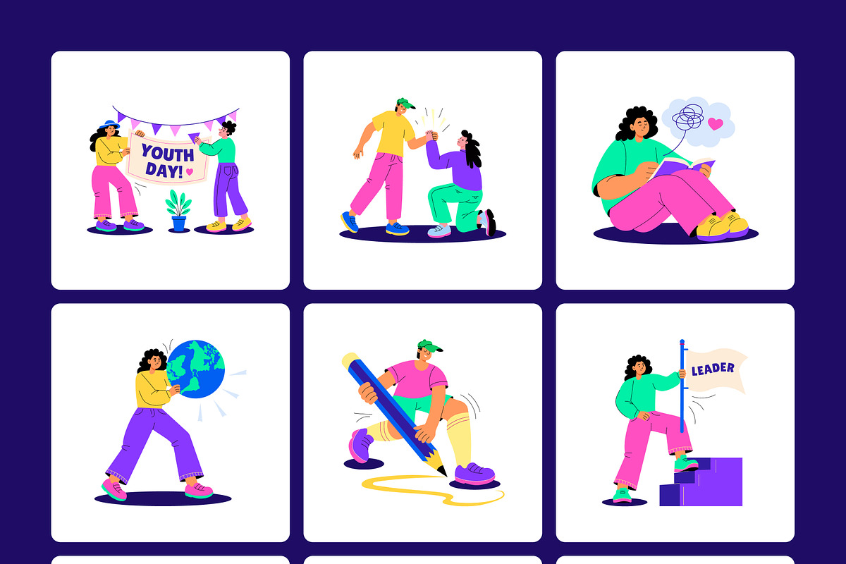 60 Youth Day Flat Illustrations, a Person Illustration by Creative Stall (Photo 10 of 11)