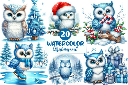 Christmas owl Sublimation Clipart, an Illustration by CreationArt