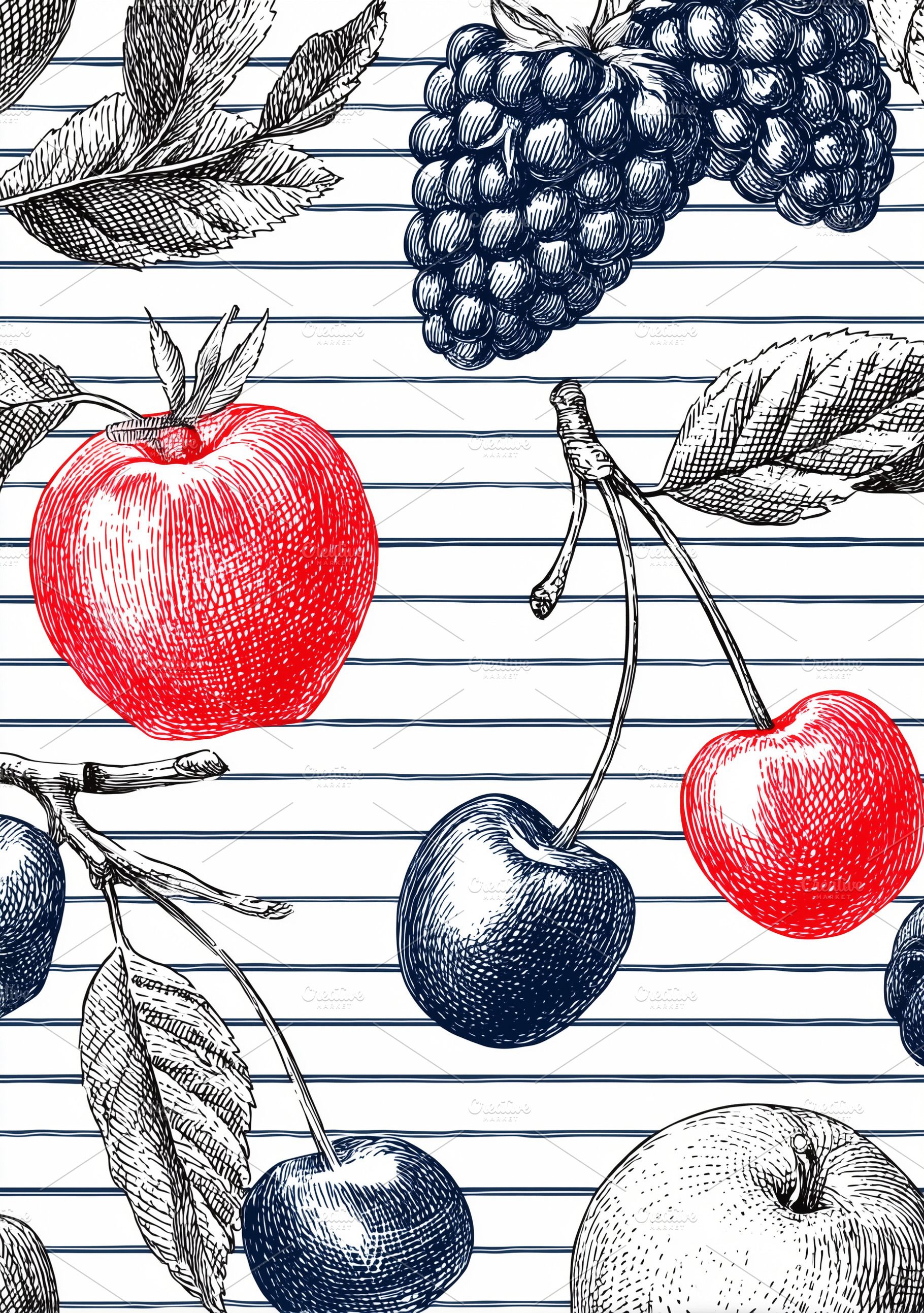 Vintage hand drawn fruits, a Food & Drink Photo by MistyDay