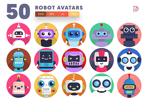 50 Robot Avatar Icons