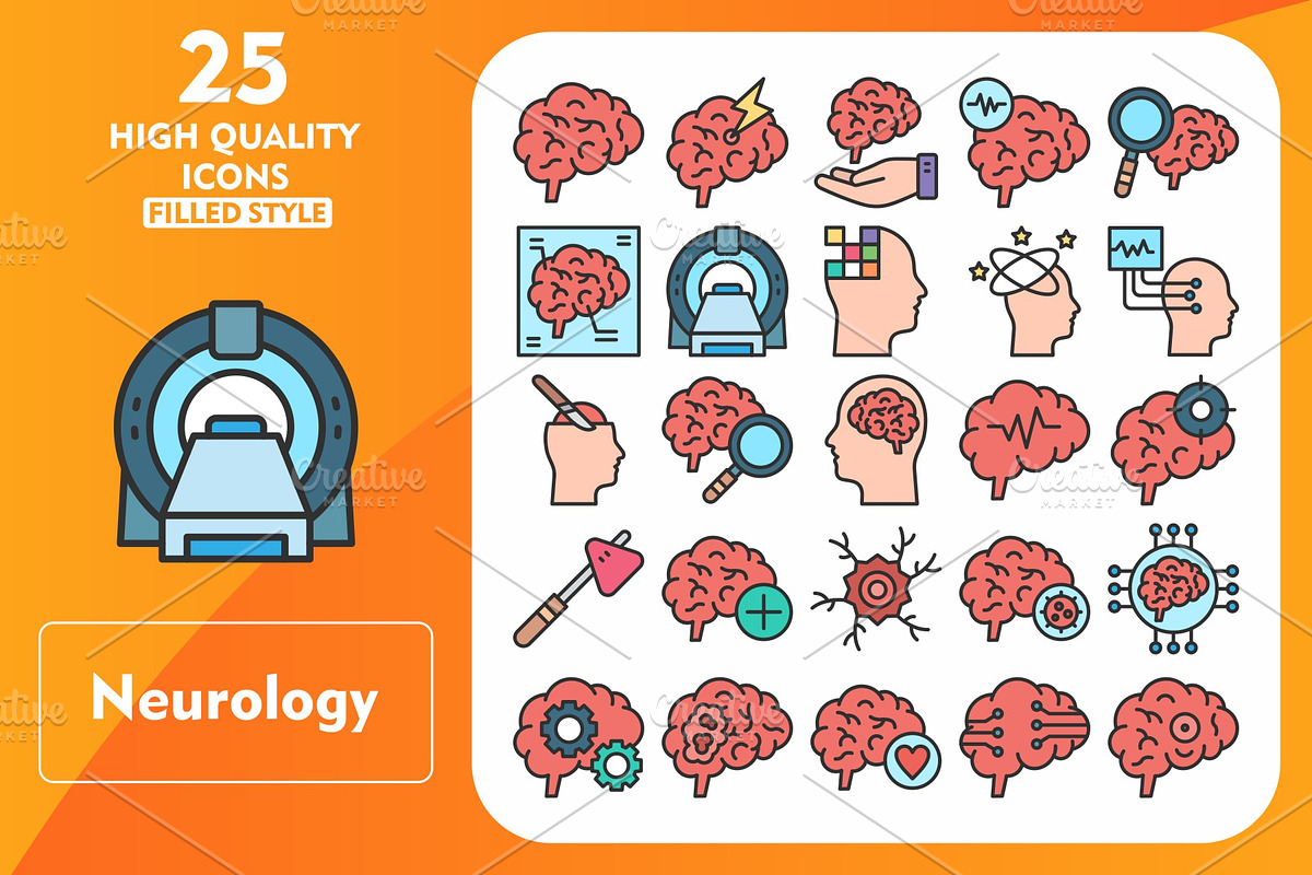 Neurology 25 Line Filled Icons, an Icon by Pexelpy