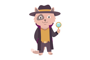 Cat detective character, an Animal Illustration by Things for designers