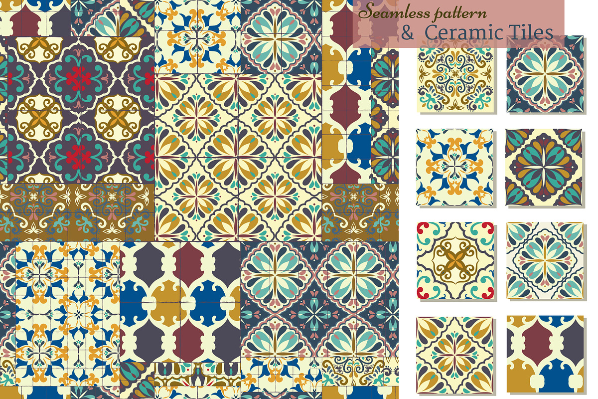 Set of 9 ceramic tiles - patterns, a Pattern Graphic by DeMih
