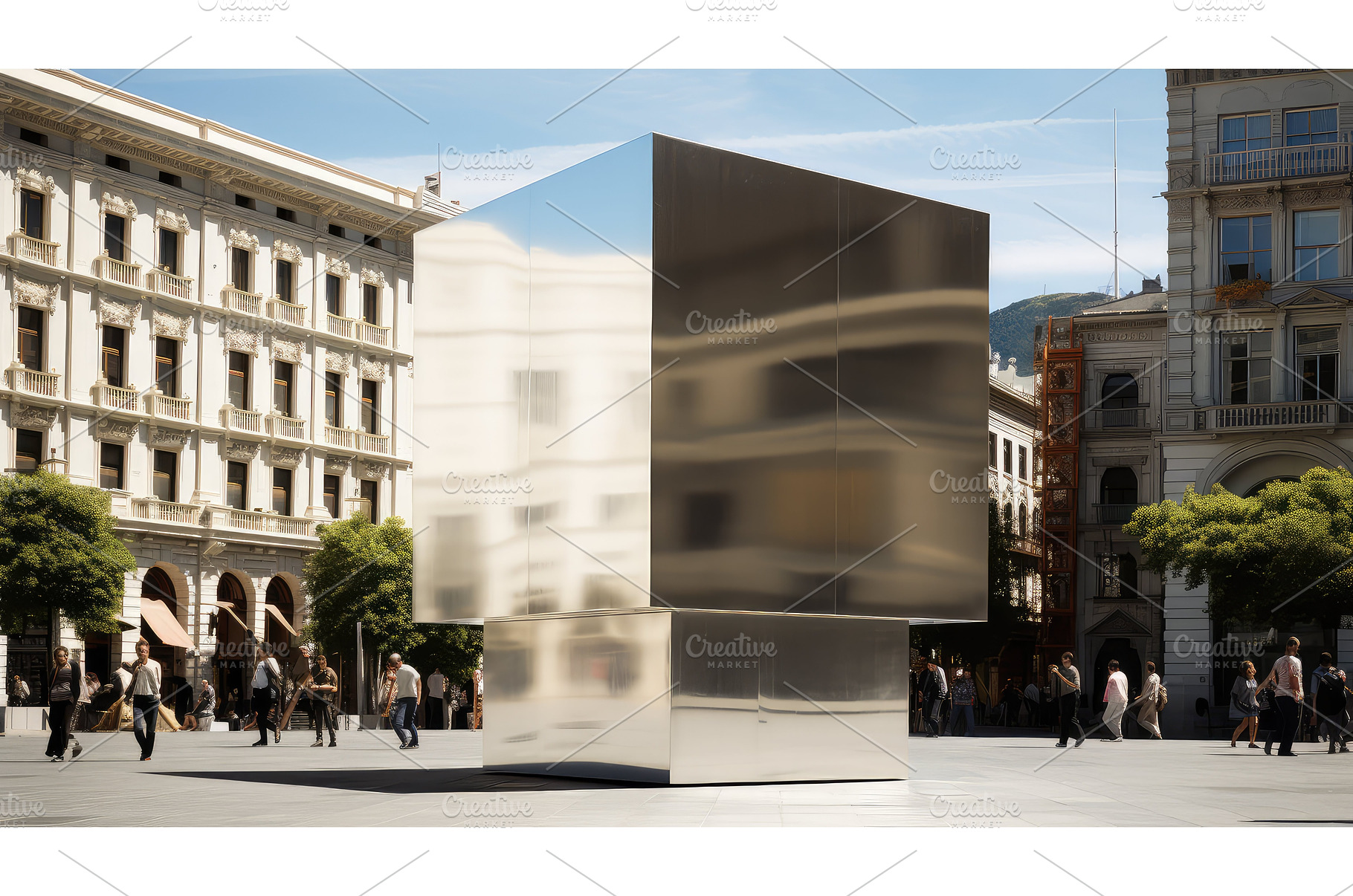 metallic silver square ai generated, an Architecture Photo by pikepicture