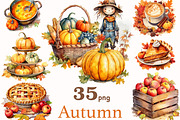 Autumn Vibes Clipart | Cozy Fall, a Seasonal Illustration by GlamArtZhanna (Thumbnail 1 of 5)