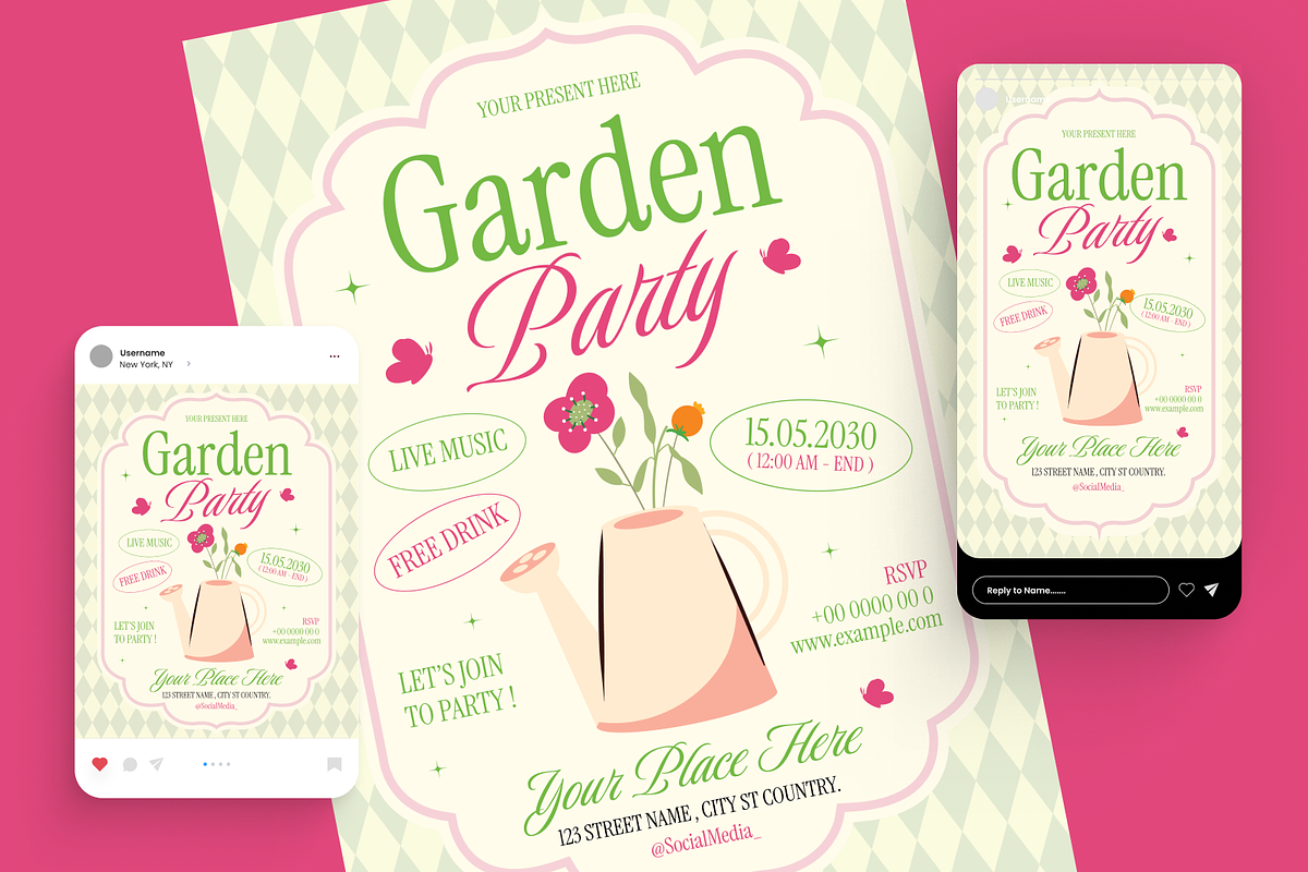 Garden Party Flyer Set, a Flyer Template by Annora Studio (Photo 2 of 6)