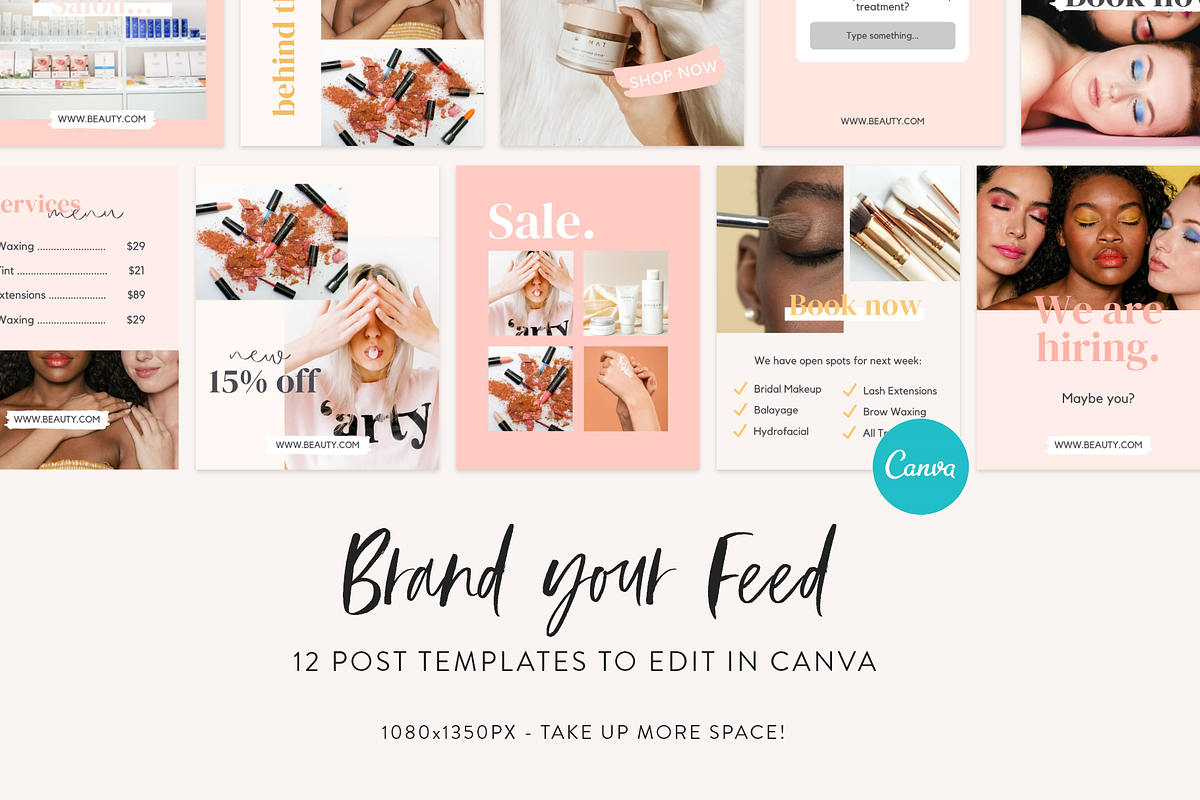Beauty Instagram Canva Template Kit, a Social Media Template by My ...