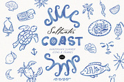 Salwater Coast Blue Icons & Frames, an Illustration by SunnyAfternoons (Thumbnail 1 of 10)