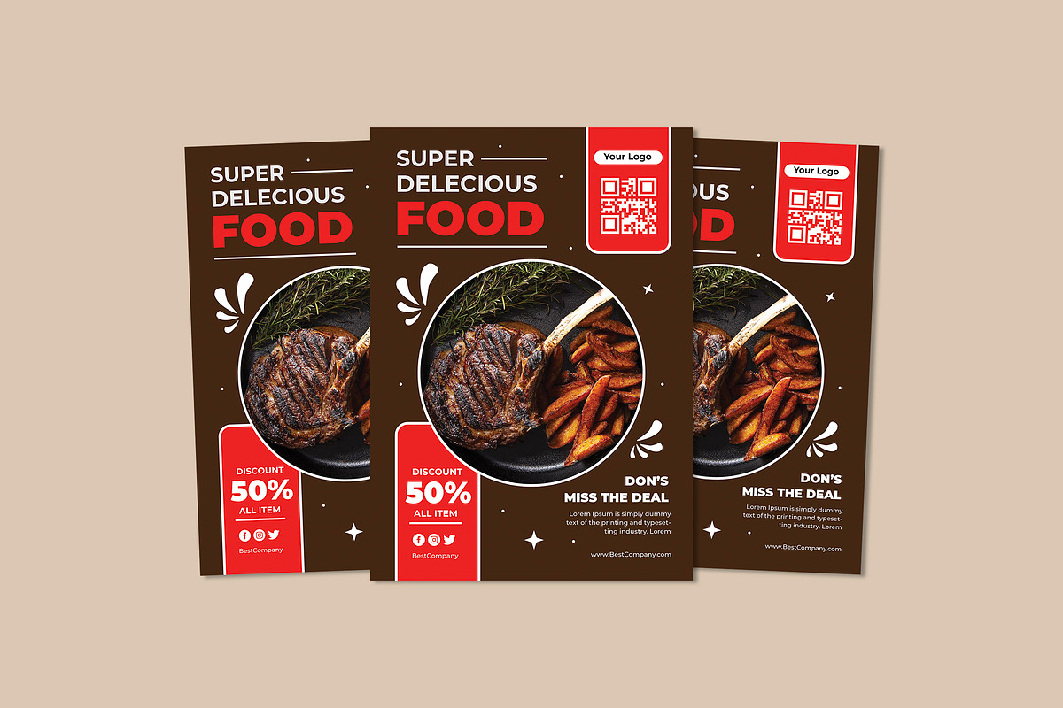 Super Delecious Food, a Flyer Template by Vibesteam