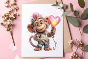 Valentines Day Monkey Sublimation, an Illustration by SinaCreation (Thumbnail 6 of 11)