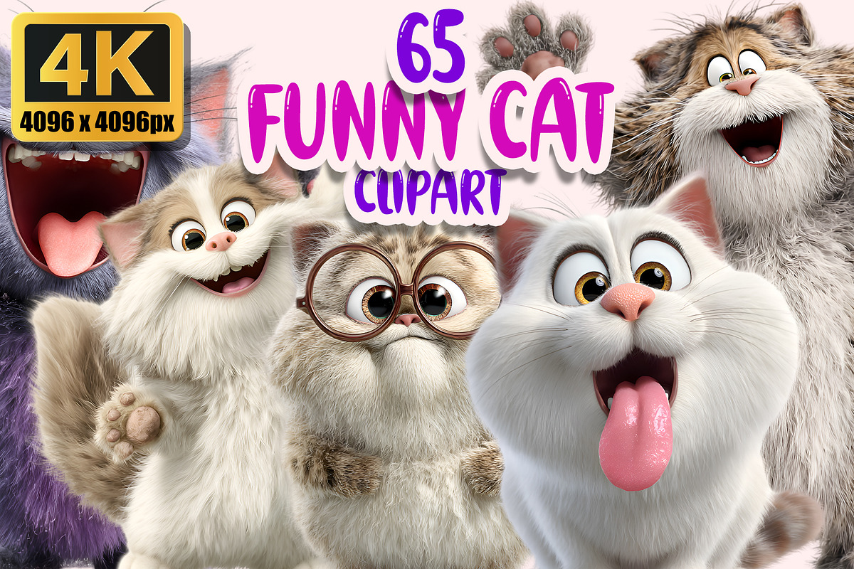 Funny Cat Clipart PNG Bundle, a Graphic by M9 Design (Photo 1 of 9)