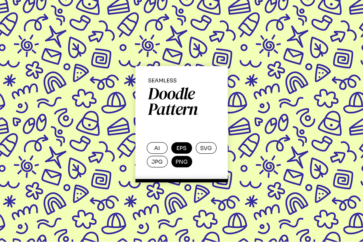 Neon Blue Doodle Pattern, a Pattern Graphic by Neermana (Photo 1 of 5)
