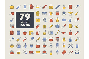 79 Cooking and kitchen vector icons, an Icon by Nasik-Nosik