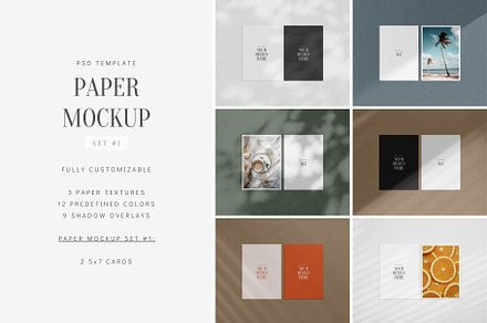 Paper Mockup Set #1 5x7 Card Mockup, a Mockup by DESIGN BY nube