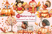 Autumn Cute Turkey Clipart, an Illustration by CitraGraphics (Thumbnail 1 of 6)