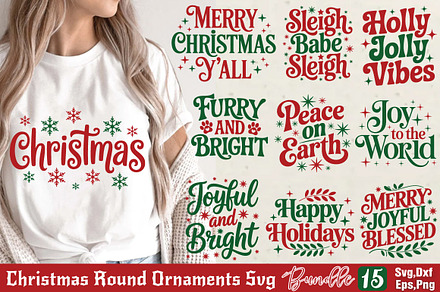 Christmas Round Ornaments SVG Bundle