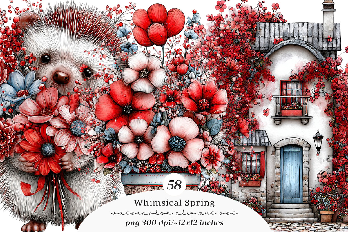 Whimsical spring clipart bundle, an Illustration by SinaCreation (Photo 1 of 11)