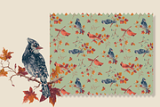 AUTUMN BIRDS SEAMLESS PATTERN DESIGN, a Pattern Graphic by Lady Bruniere Design (Thumbnail 6 of 6)