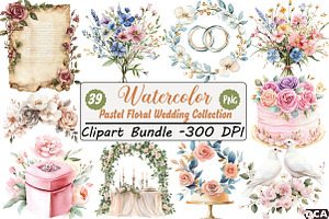 Pastel Floral Wedding Collection, an Illustration by DreamCafeArt