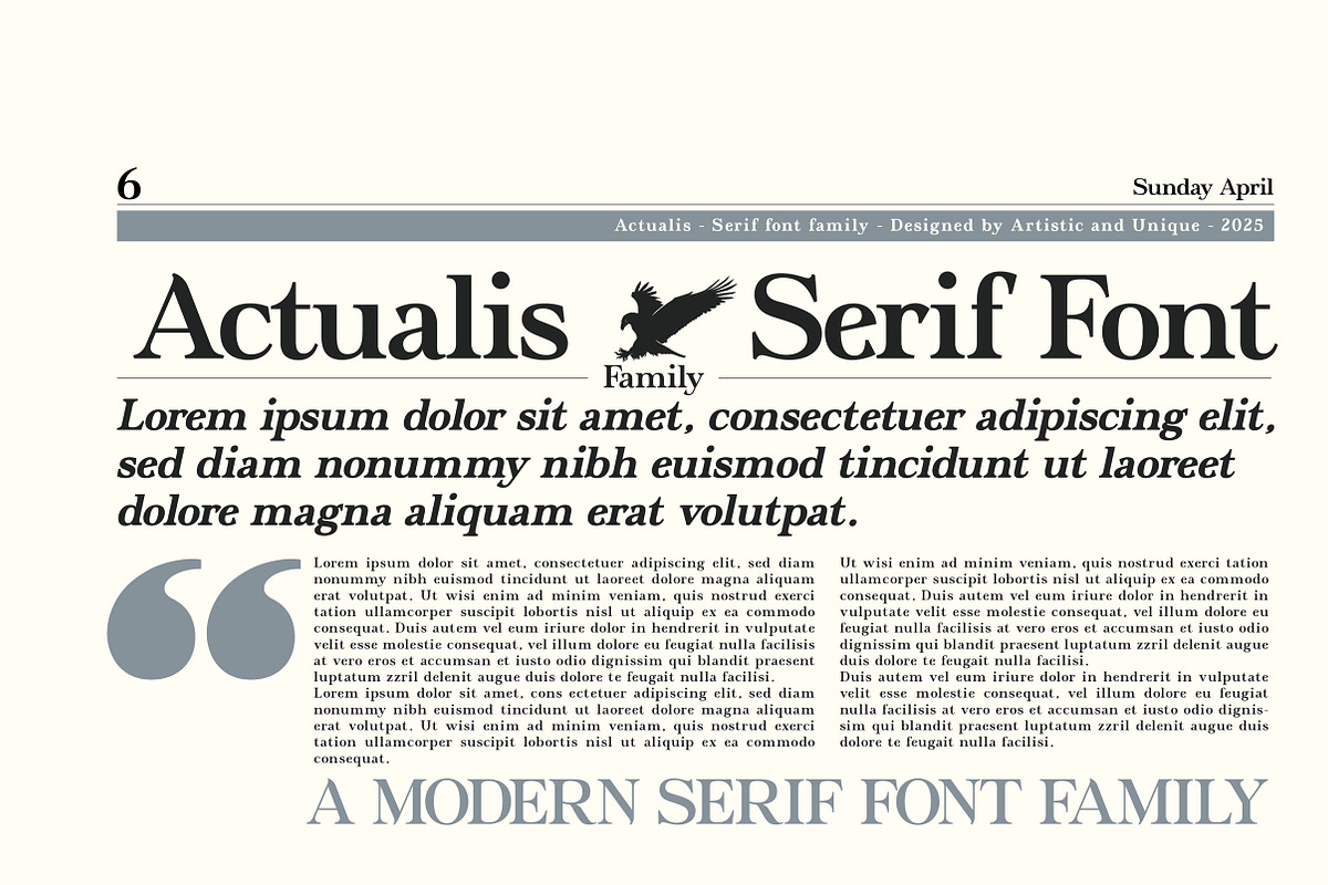Actualis - Serif Font Family, a Serif Font by Artistic & Unique (Photo 7 of 15)